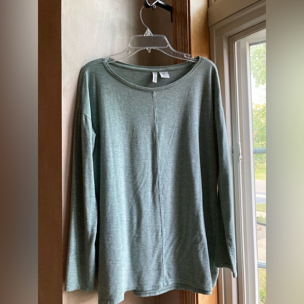 Paraphrase Green Teal Long Sleeve Shirt Soft Casual Work